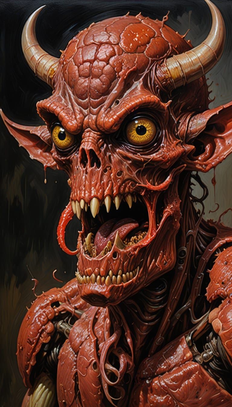 Grotesque Meat Mass with Glimmering Eyes