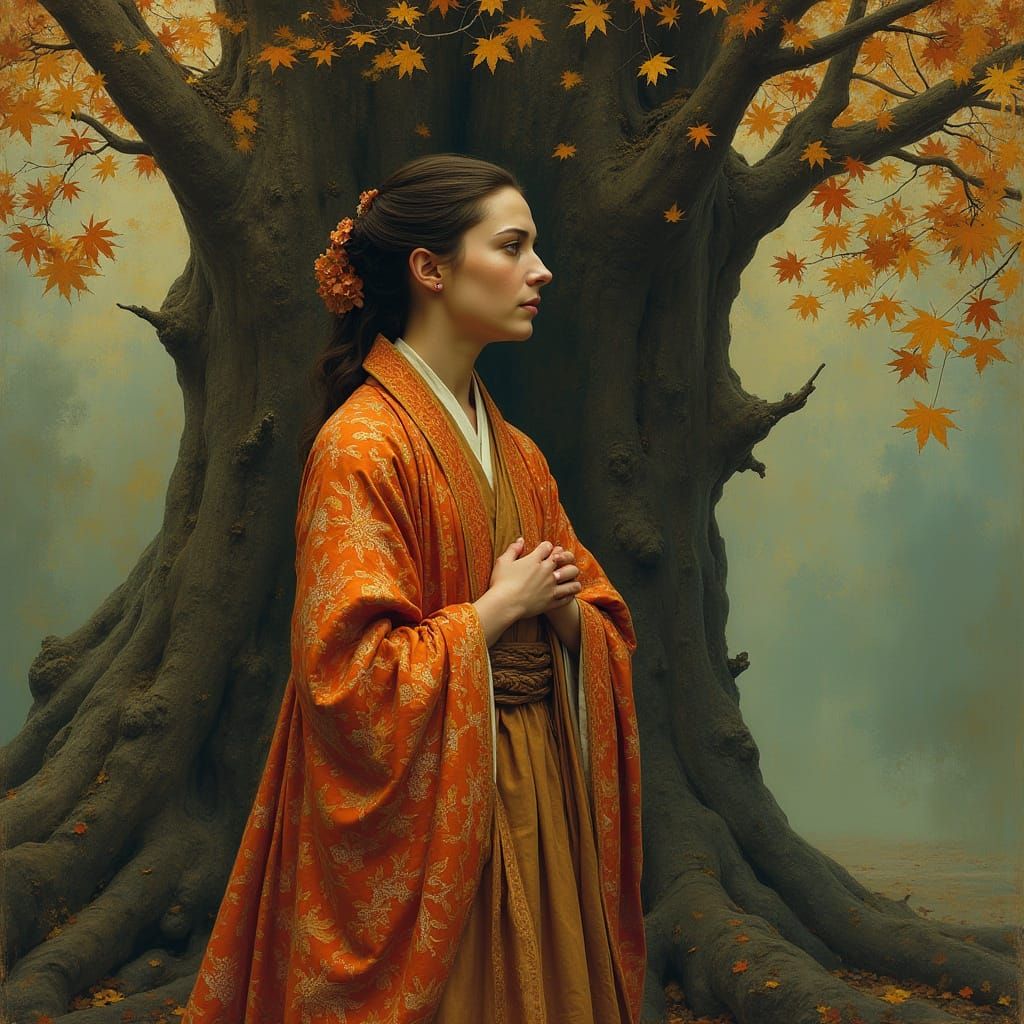 Peaceful Cleric Amongst Majestic Maple Trees