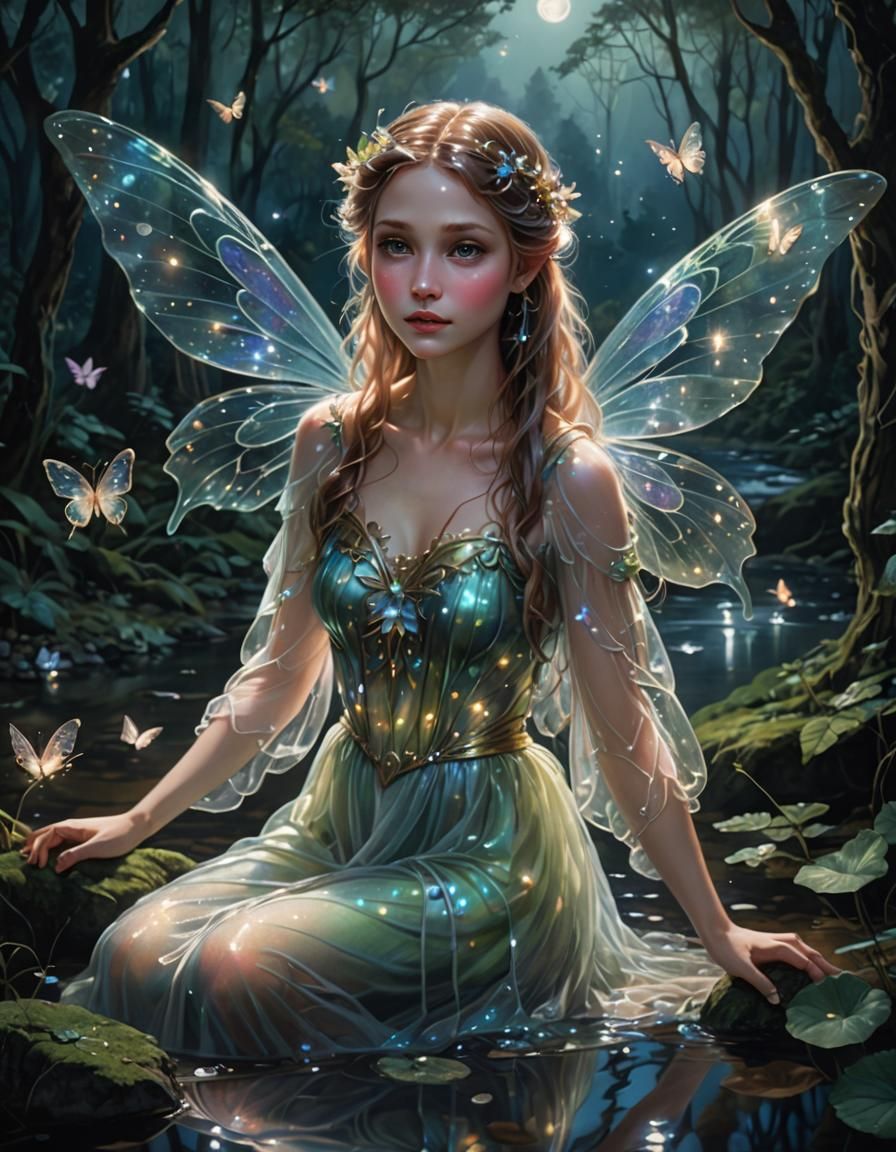Delicate Fairy Portrait in Enchanted Forest