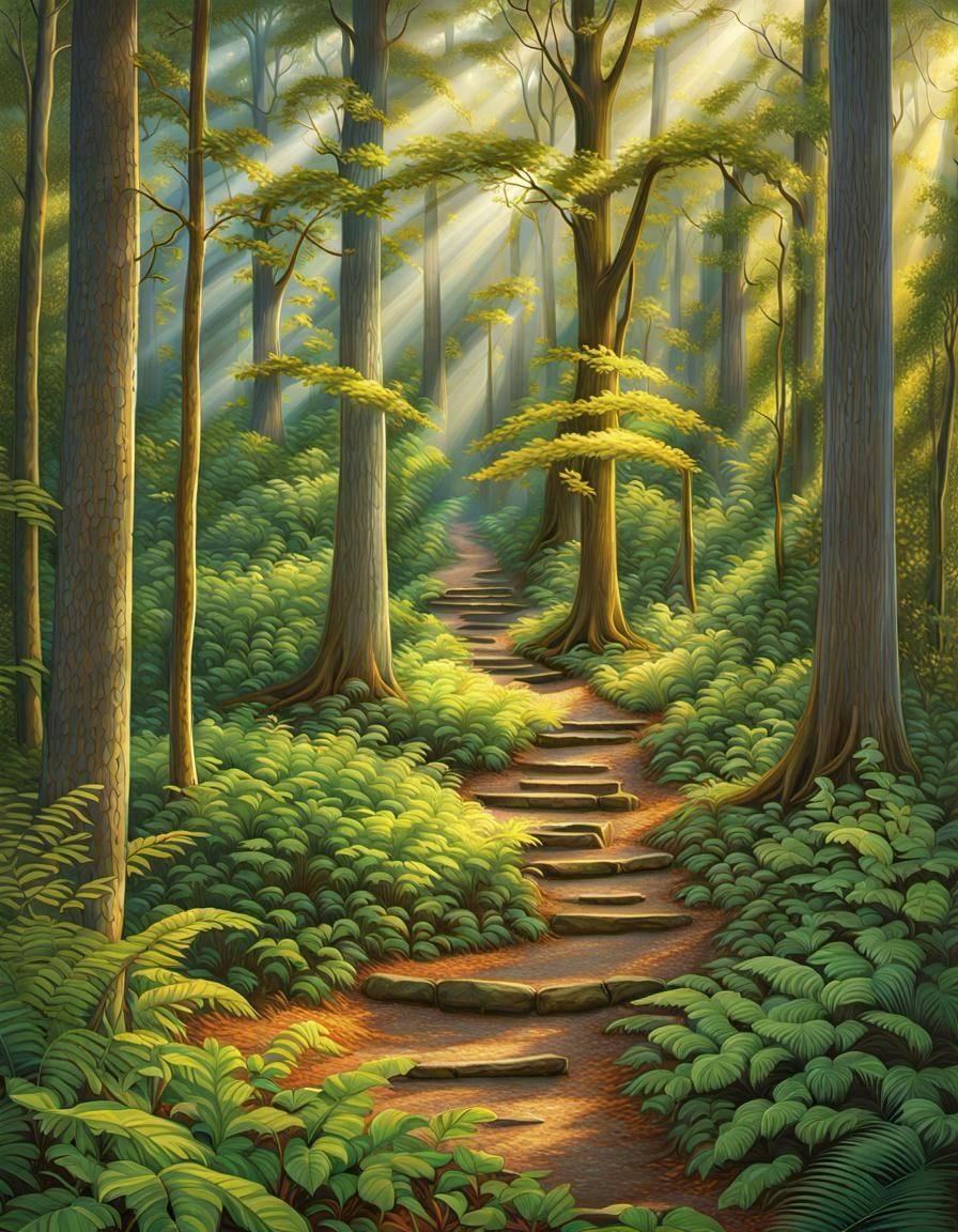 Inviting Forest Path Through Sacred Grove