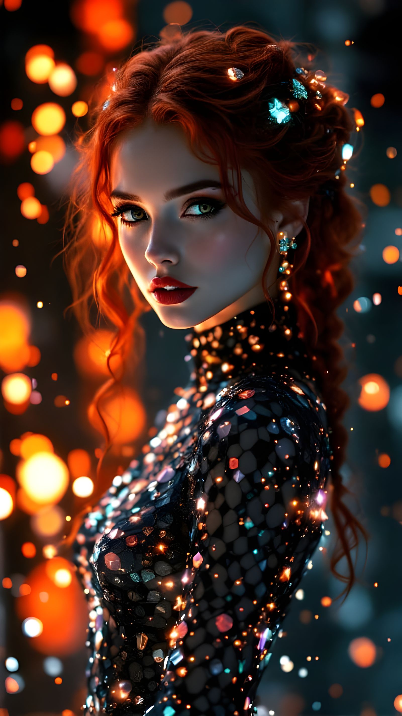 Ethereal Neo-Victorian Lady in Holographic Splendor