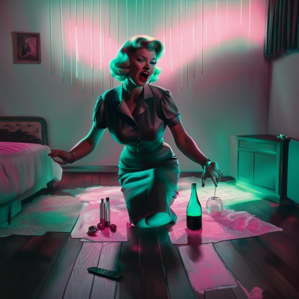 Retro Synthwave: Housewife and Spanking in Neon