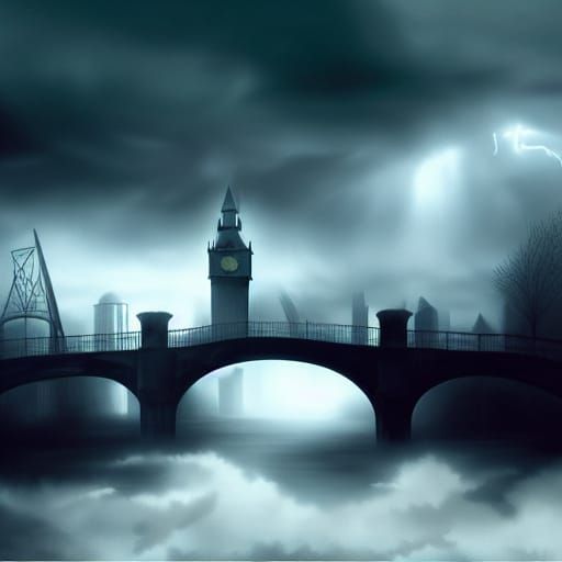 Ominous Cityscape Oil Painting in Unreal Engine