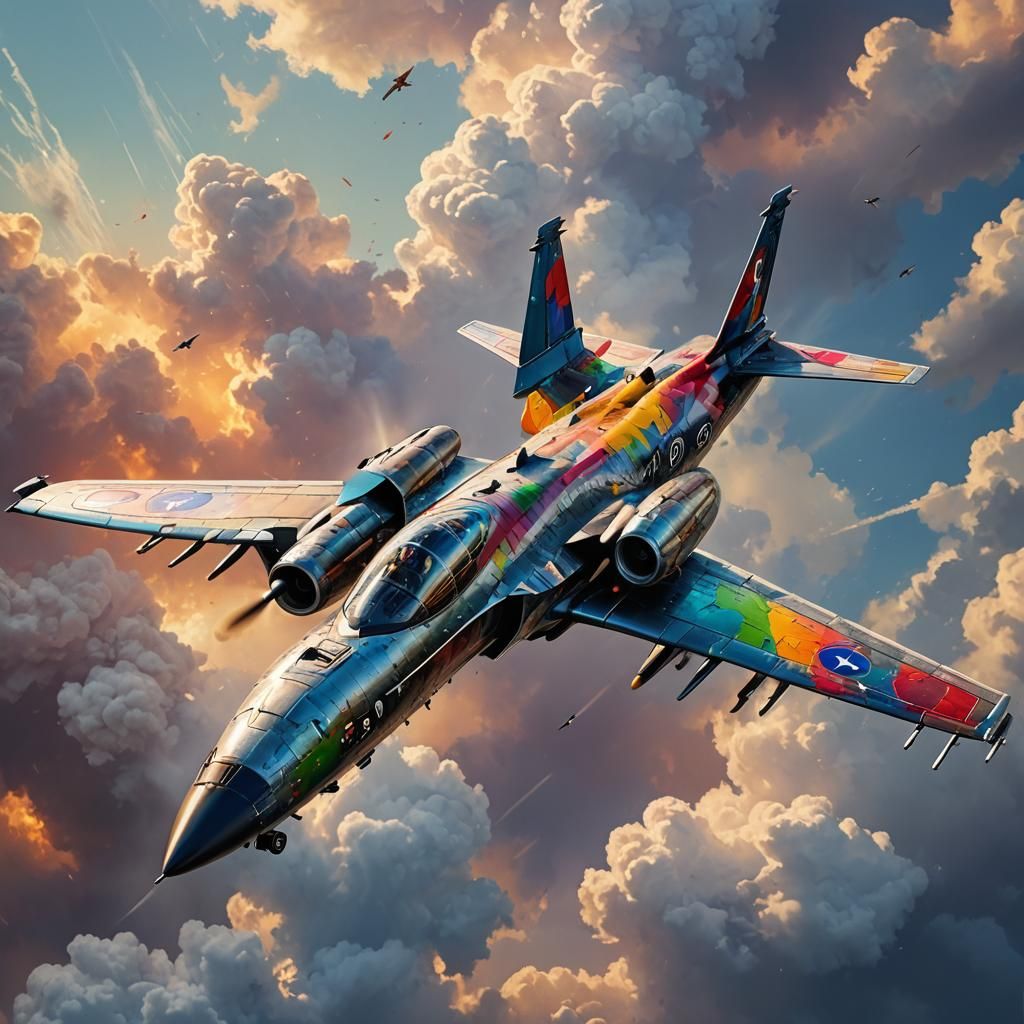 Detailed Aircraft in Splash Art Style