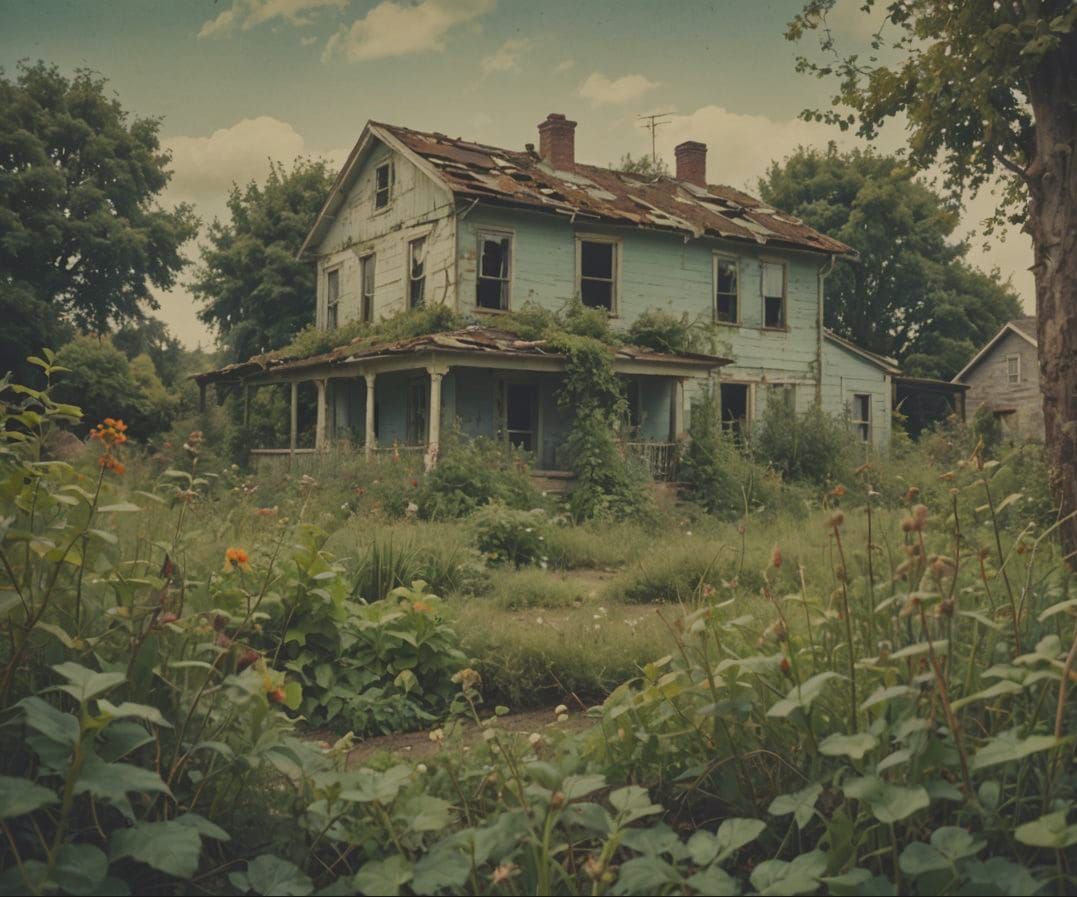 Overgrown 1960s Country Garden Photo
