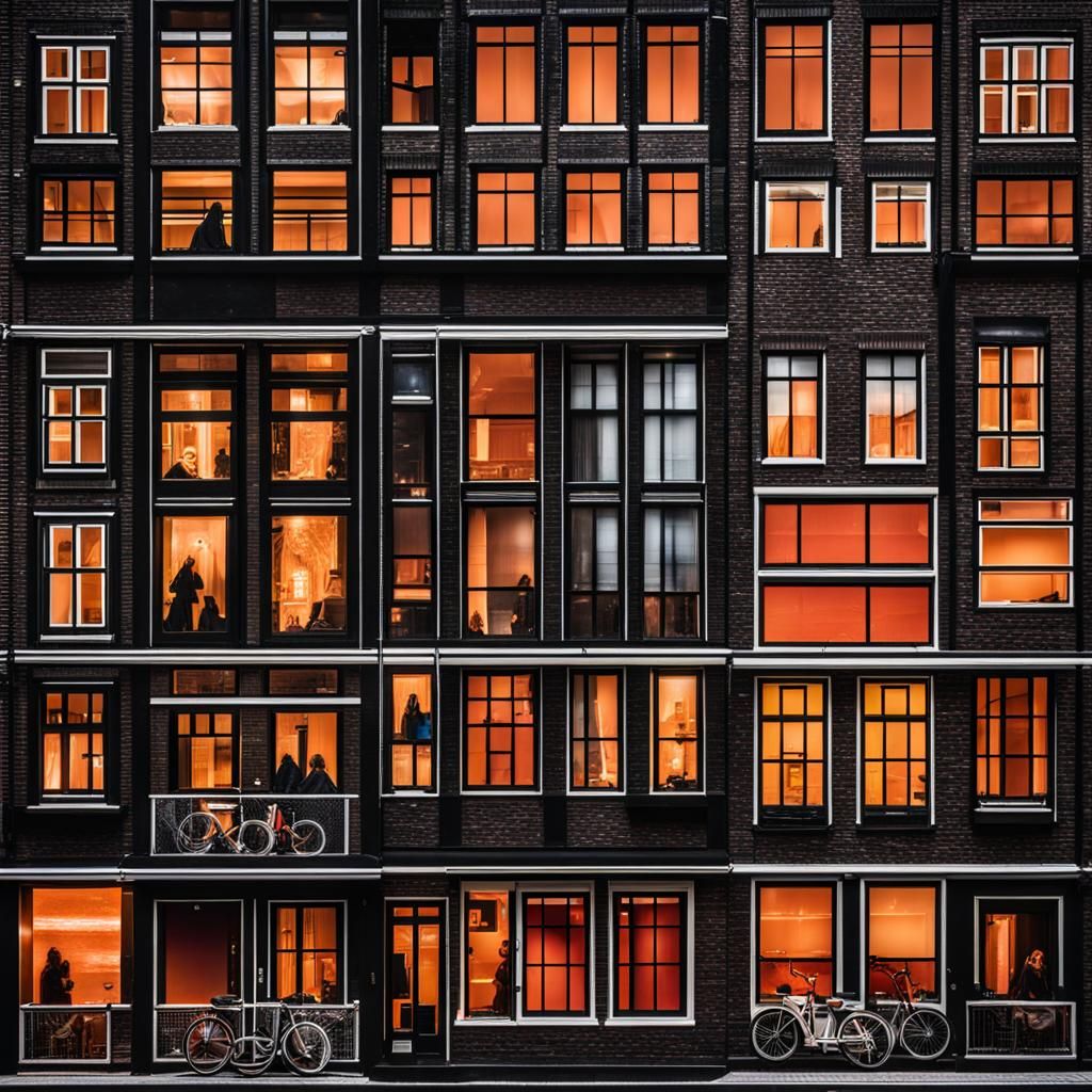 Amsterdam Silhouettes in White-Light District