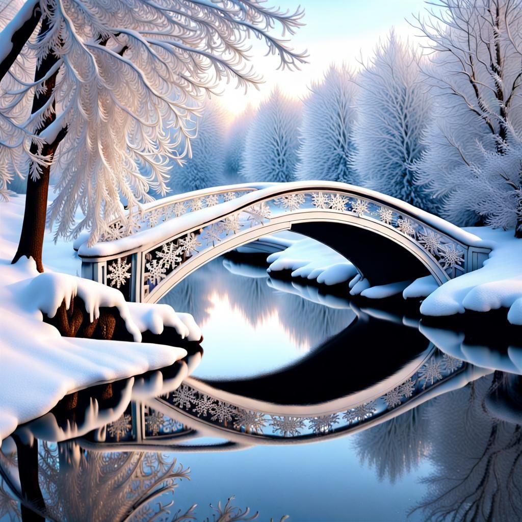 Iced River in Winter Wonderland: A Snowy Scene