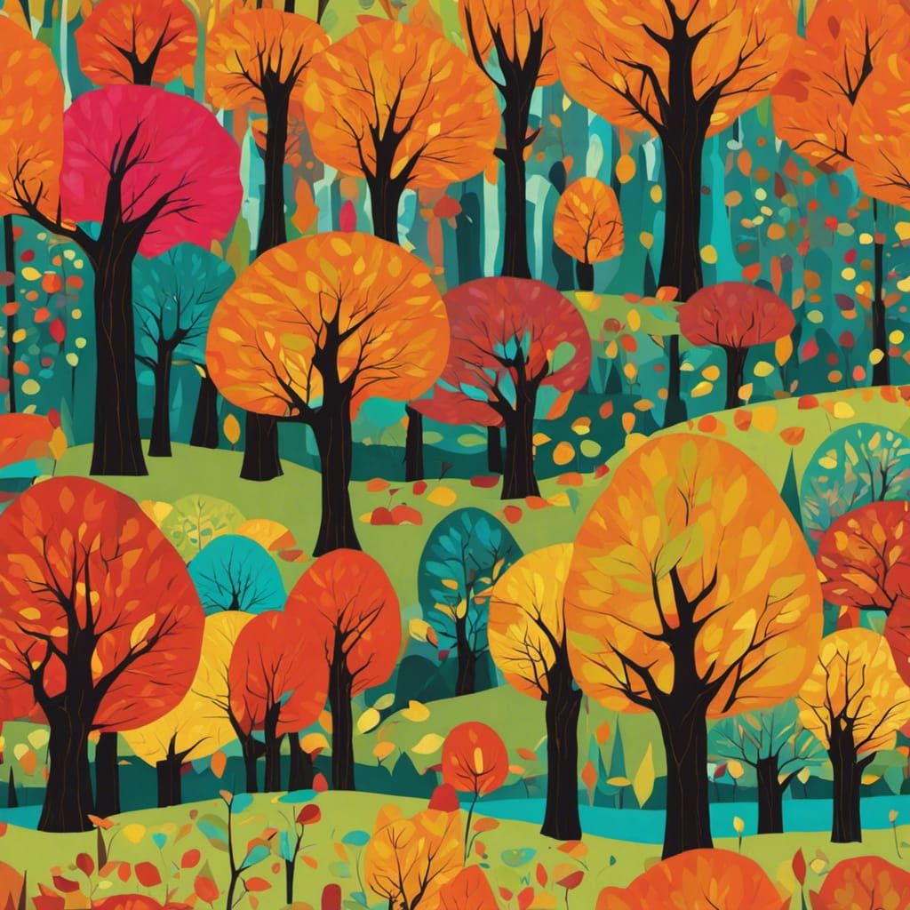 Autumn Forest Inspired by Textile Art