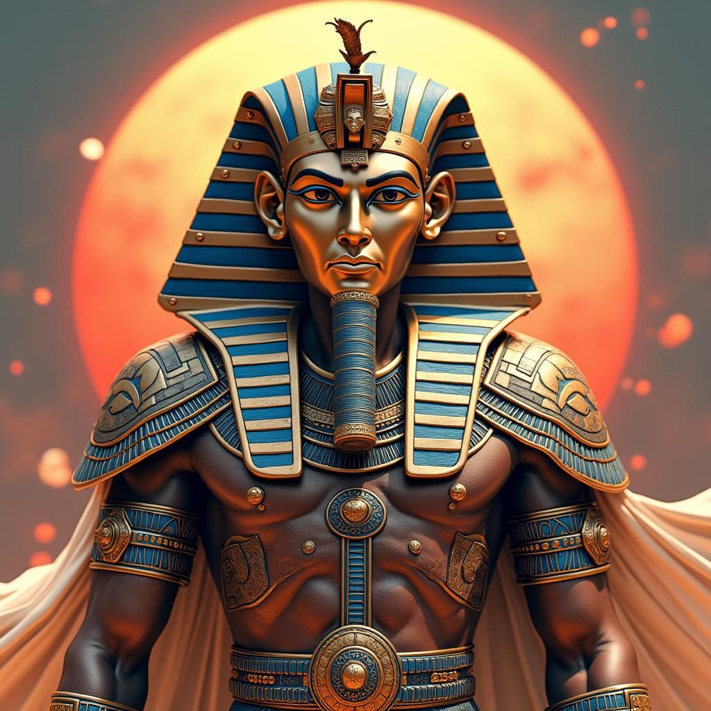 Pharaoh in Japanese Armor: Anime-Style 3D Rendering