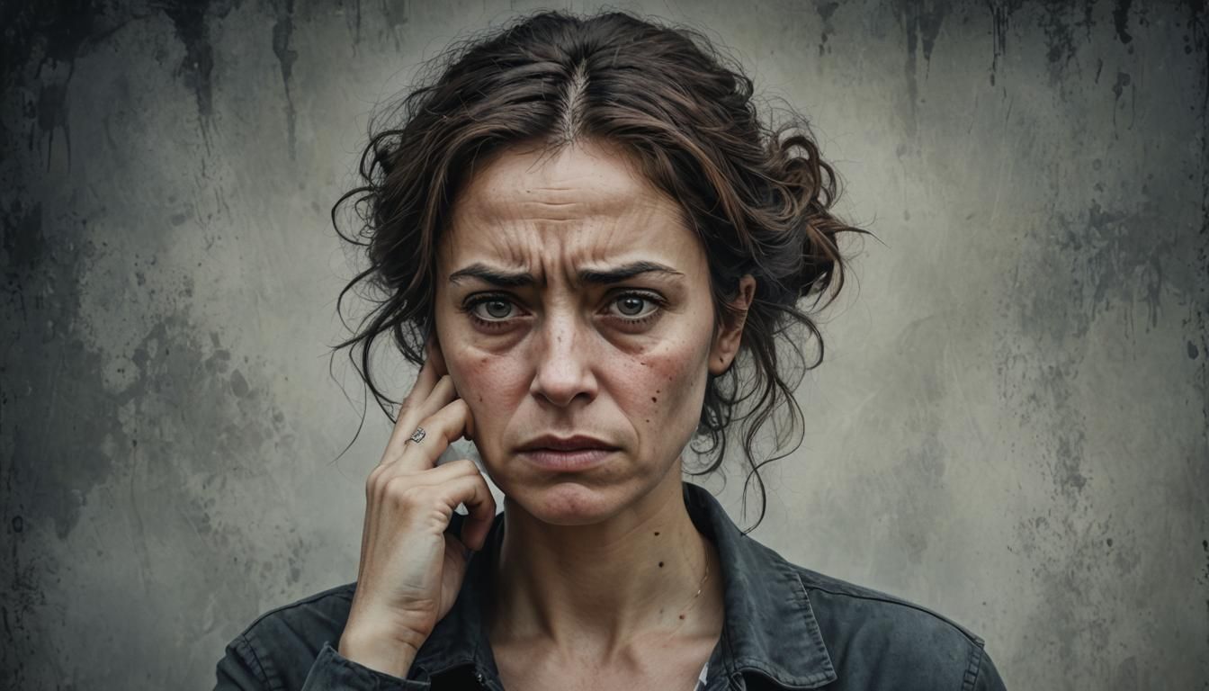 Distressed Woman Portrait in Dramatic Lighting