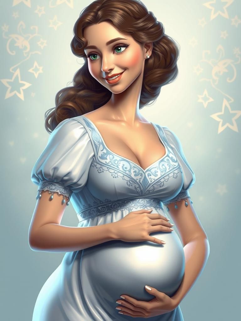 pixar style unreal charming a happy and beautiful pregnant w...