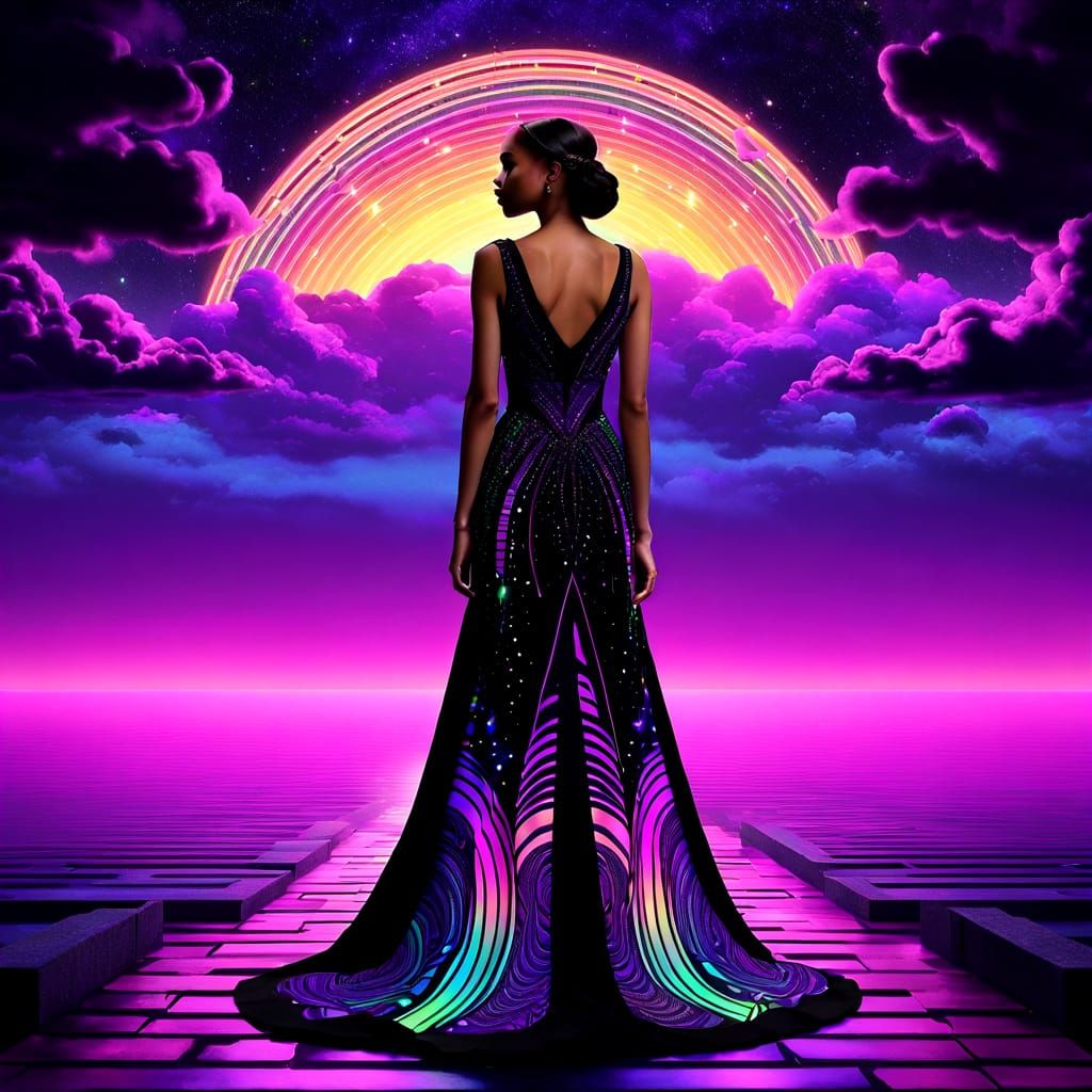 Glow-in-the-Dark Formal Dress in Vibrant Neon Hues