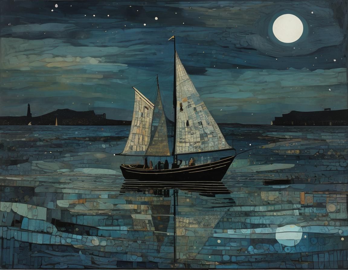 The Lonely Sailor: Abstract Expressionist Seascape