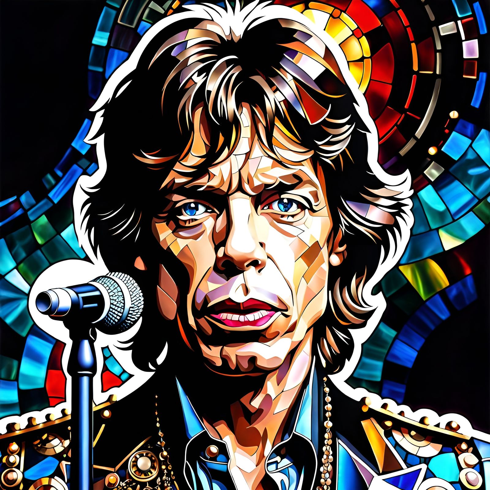 Steampunk Mosaic Stained Glass Portrait