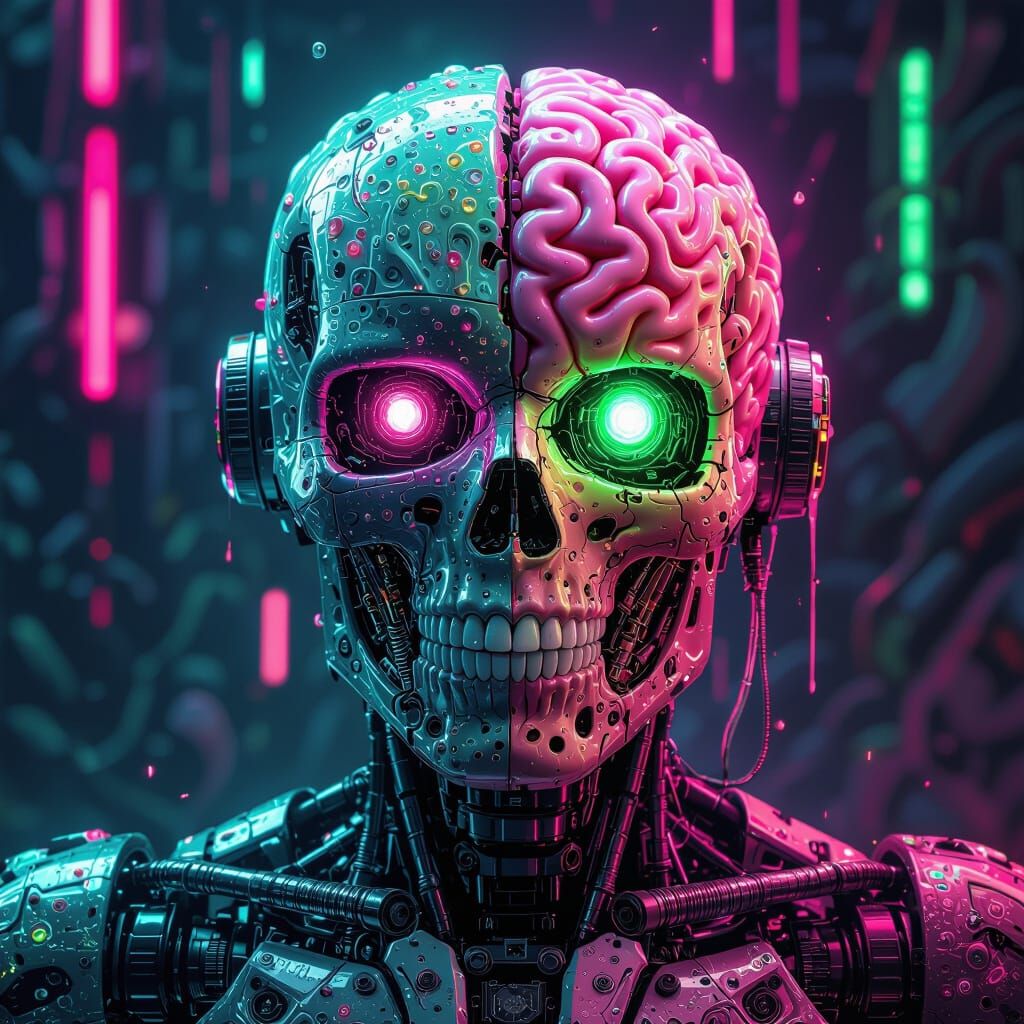 Candy and Brainrot Robot Fusion in Digital Art Style