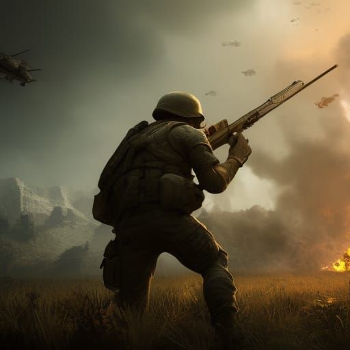 Epic War Game Scene in 3D