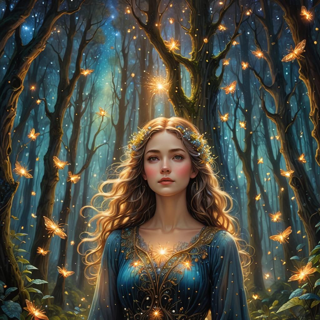 Mystical Forest: Ethereal Art in Zaffre Hues