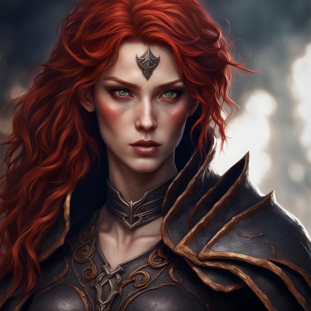 Half-Elf Dark Paladin with Heterochromia Eyes