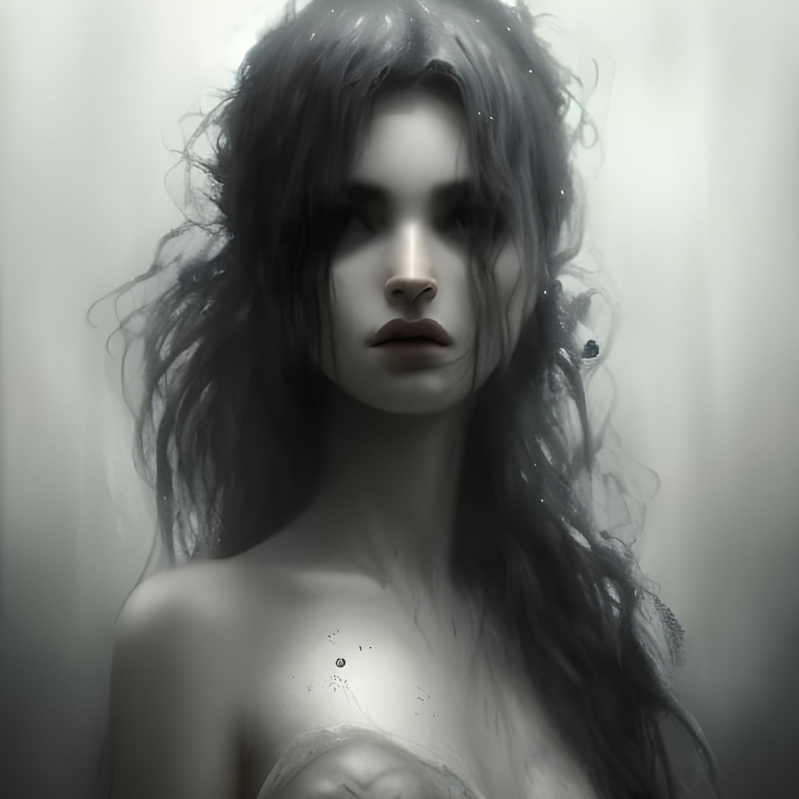 Dark Fallen Angel Portrait in Gothic Art Style