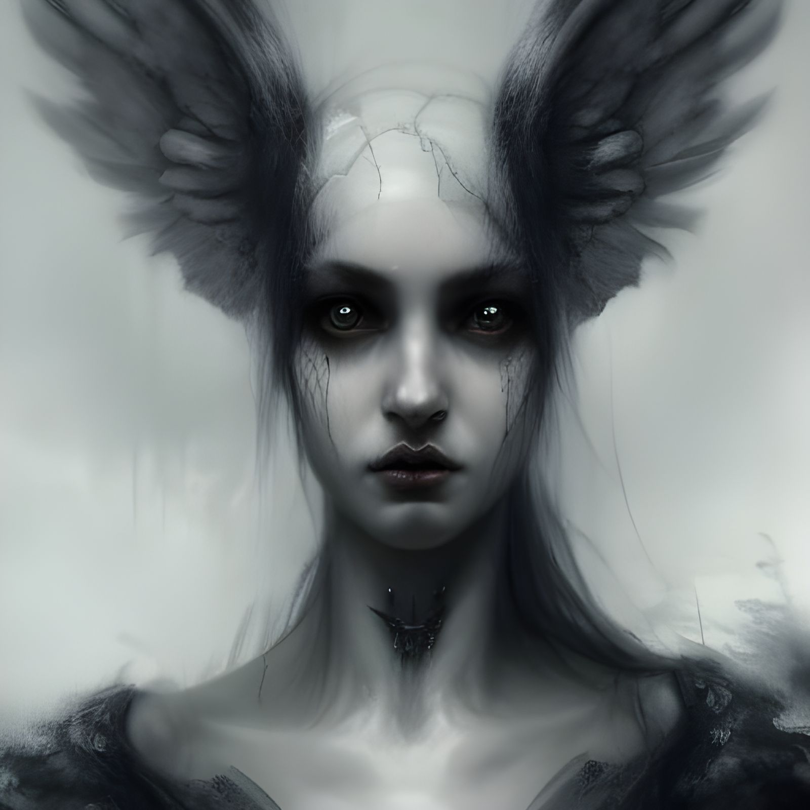 Darkly Beautiful Fallen Angel in Gothic Art Style