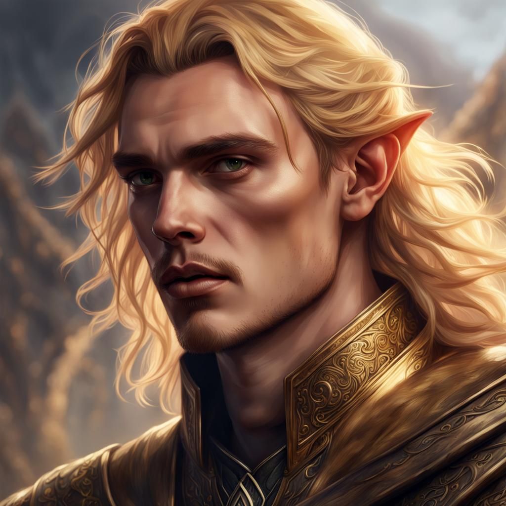 Young High Elf Portrait in Detailed Fantasy Art
