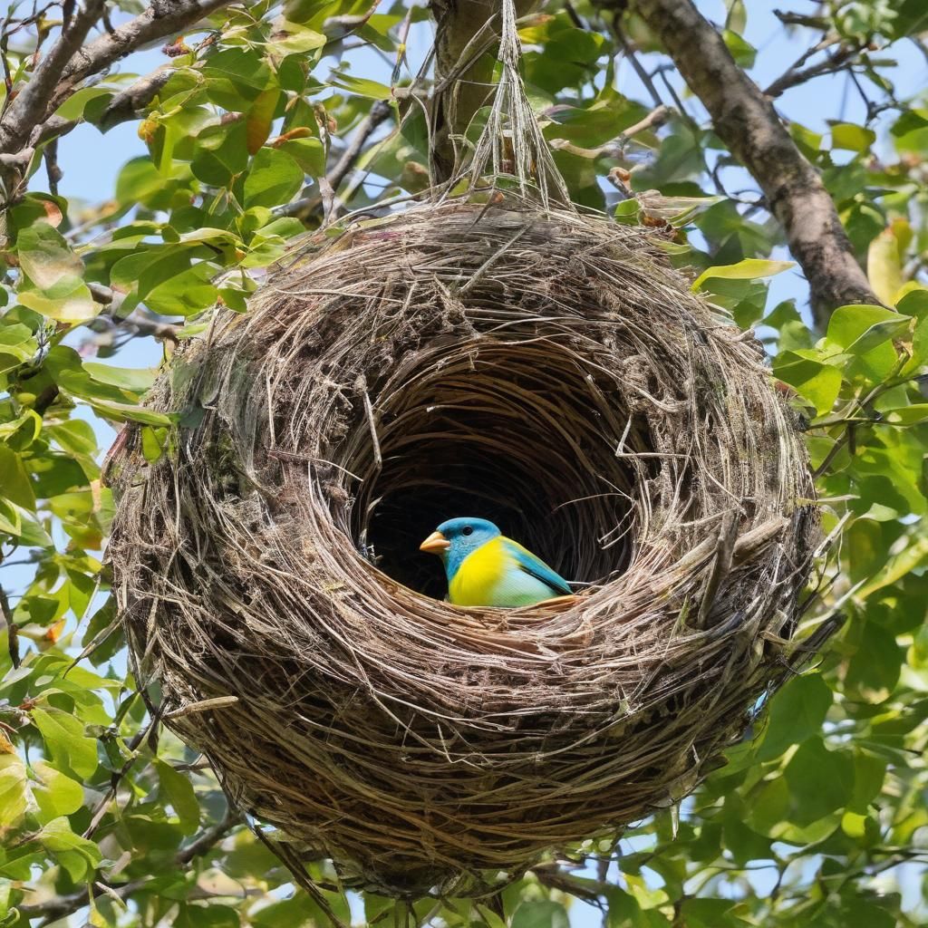 Colorful Bird Nest with Baby Bird