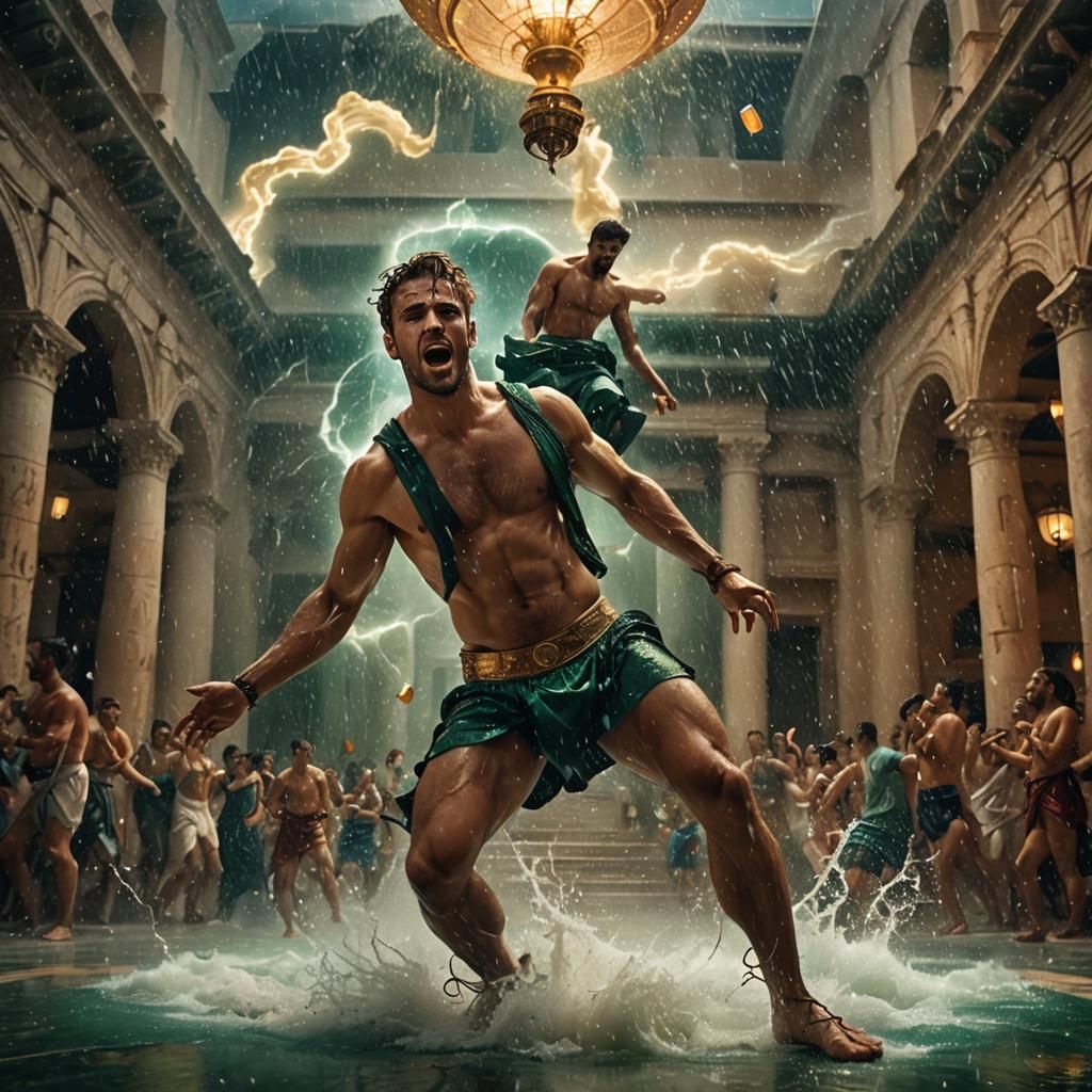 Roman Storm Dancer in Emerald and Gold