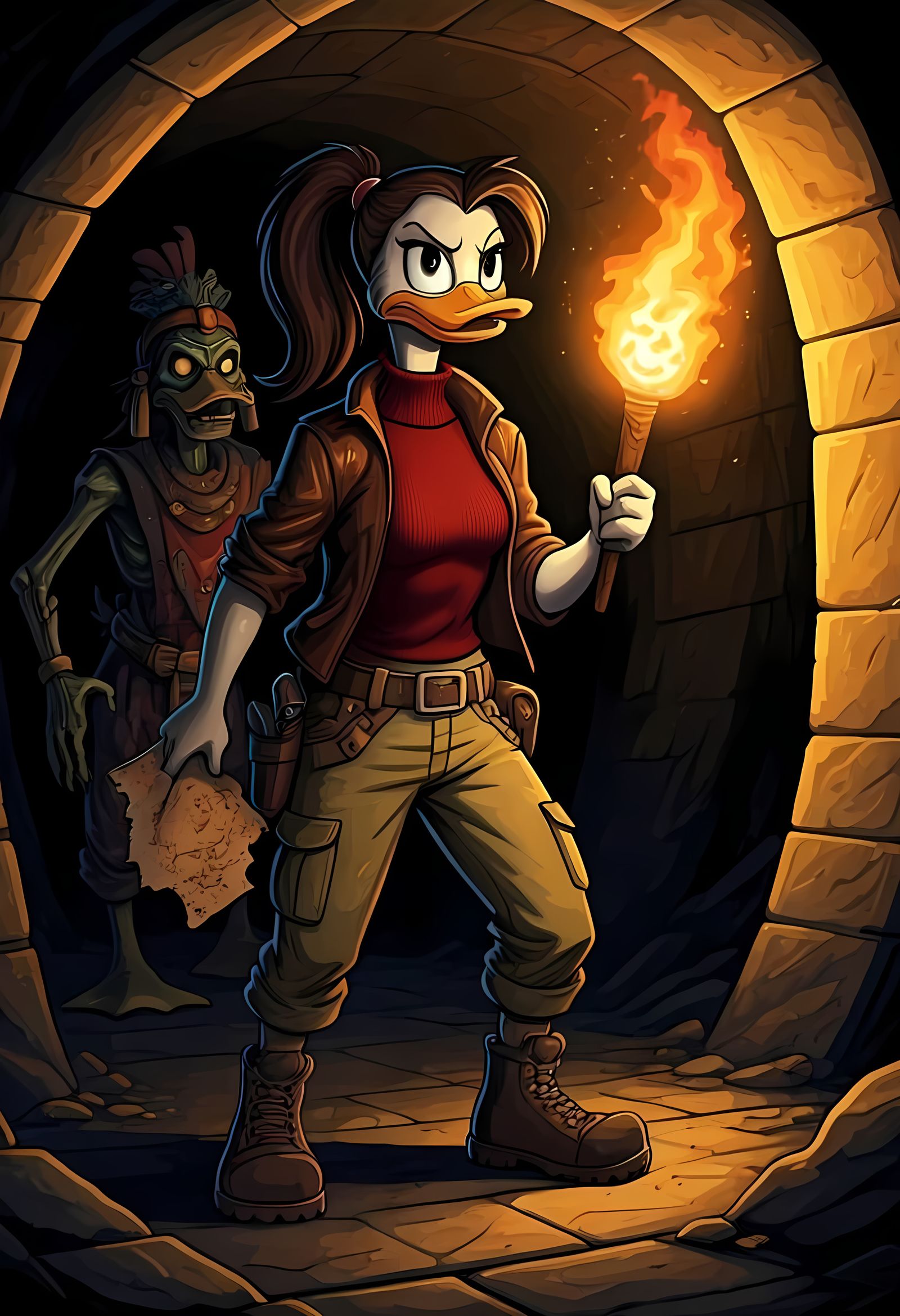 Anthro Duck Adventurer in Mayan Temple