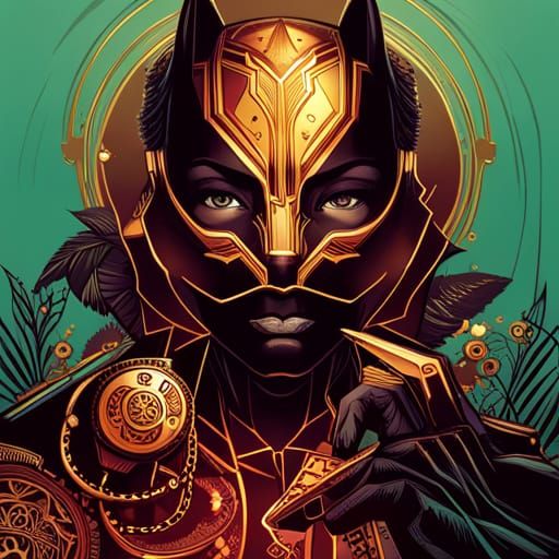 Steampunk Black Panther Digital Painting