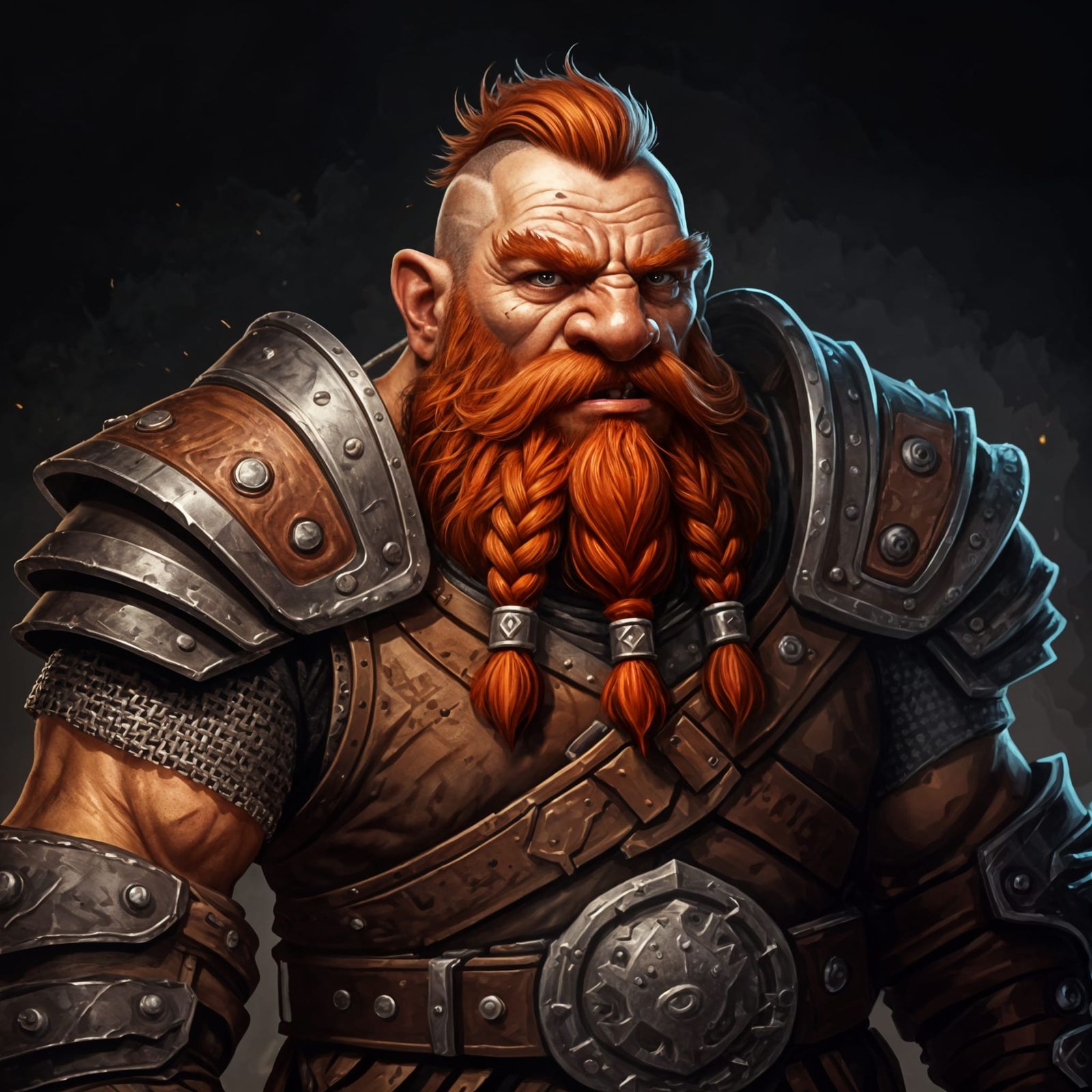 Fierce Dwarf Warrior with Braided Beard