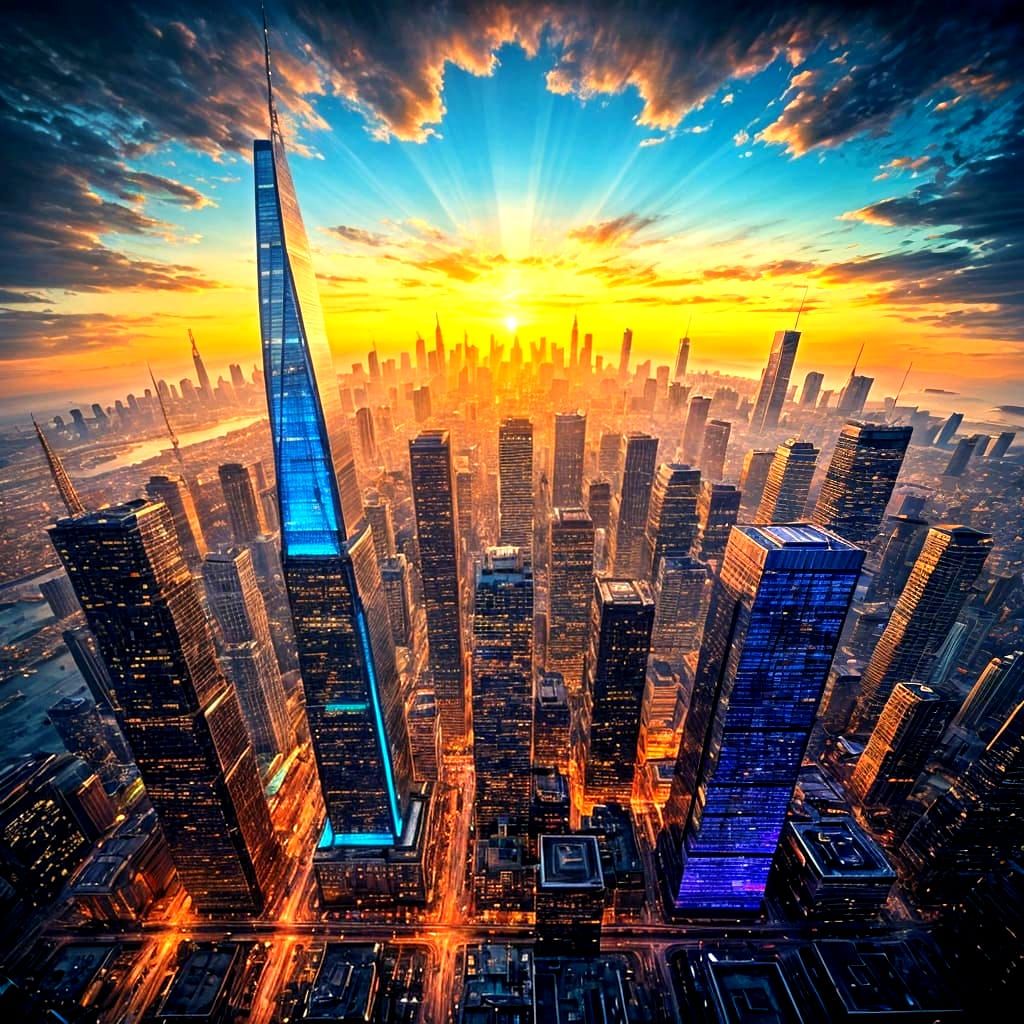 Glowing Map City: A Fantastic Aerial View