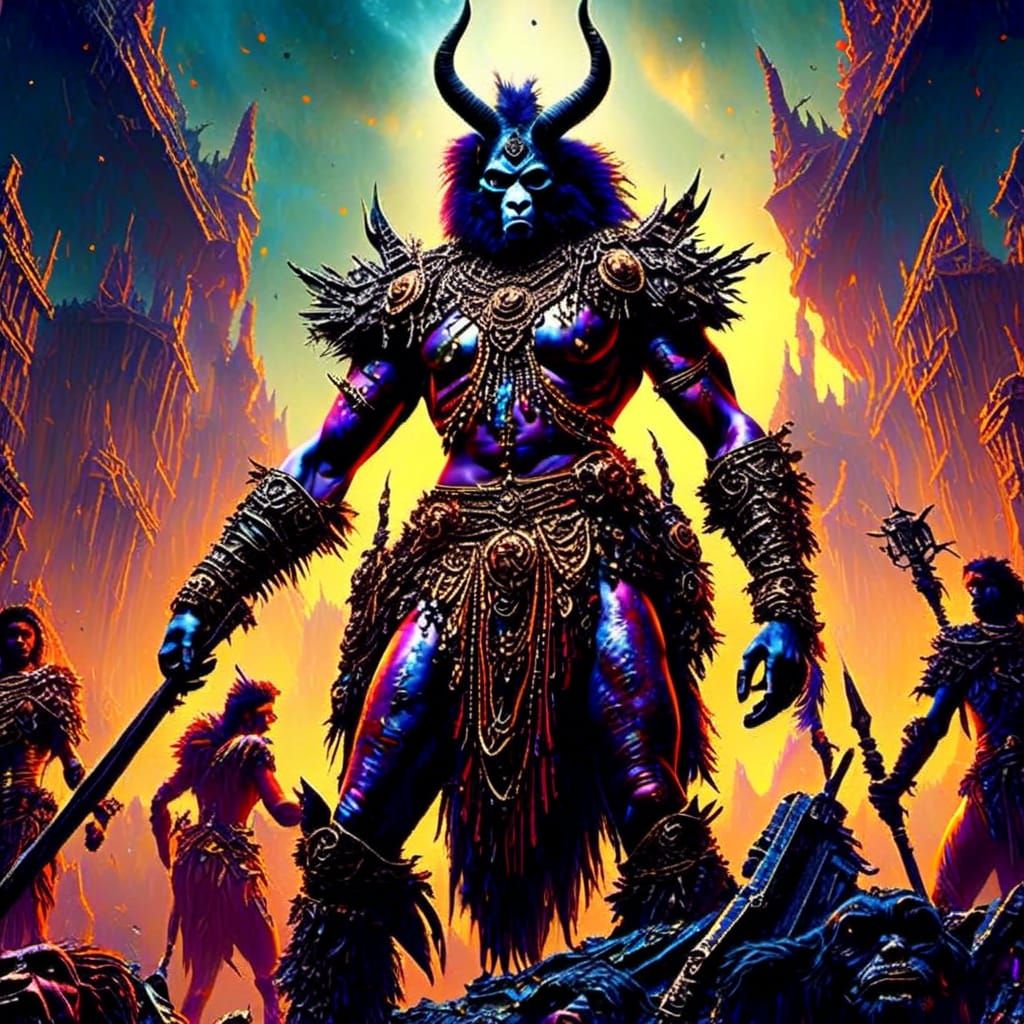 Epic Clash of Heroes in Dark Fantasy Style