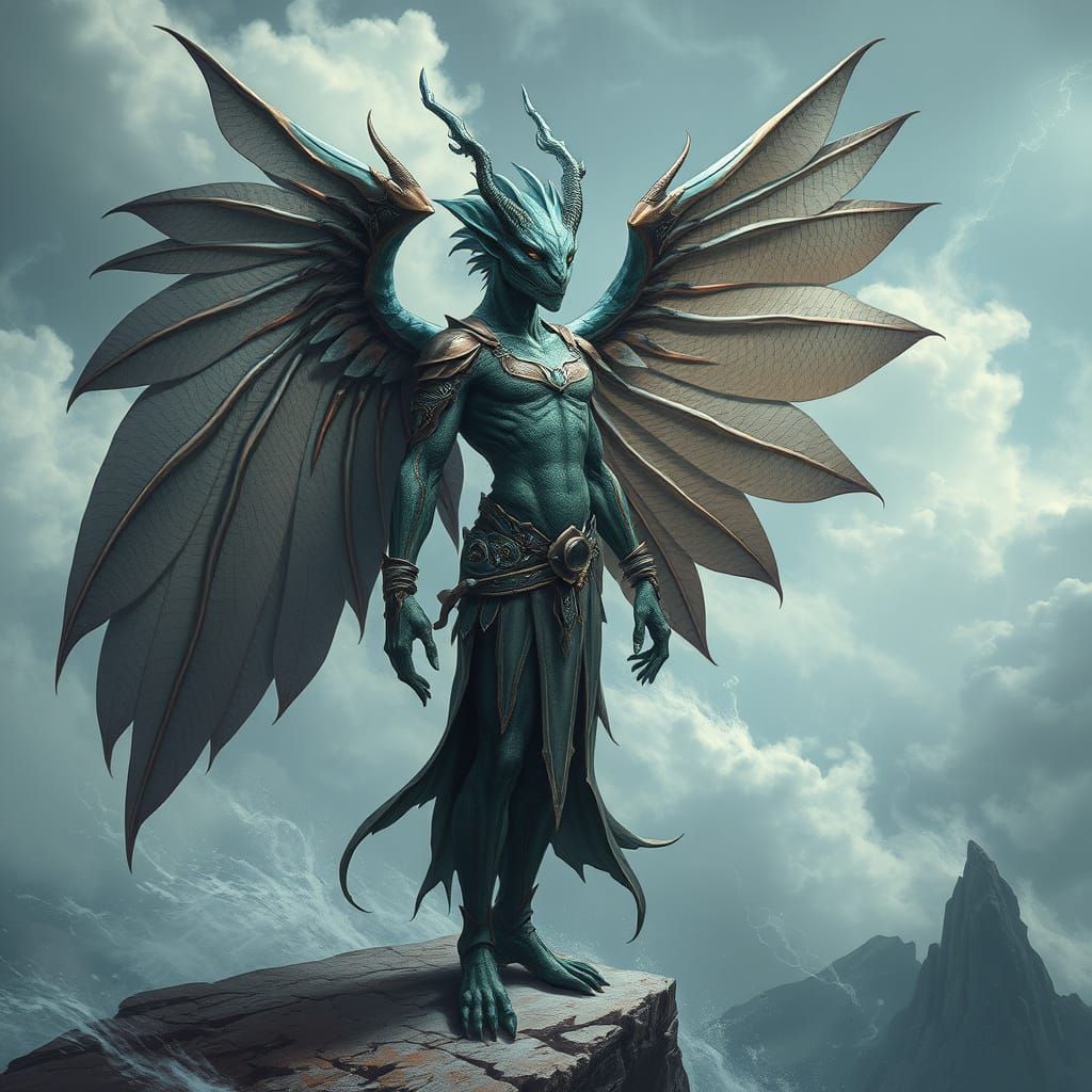 Ethereal Storm Guardian in Cyberpunk Aesthetic