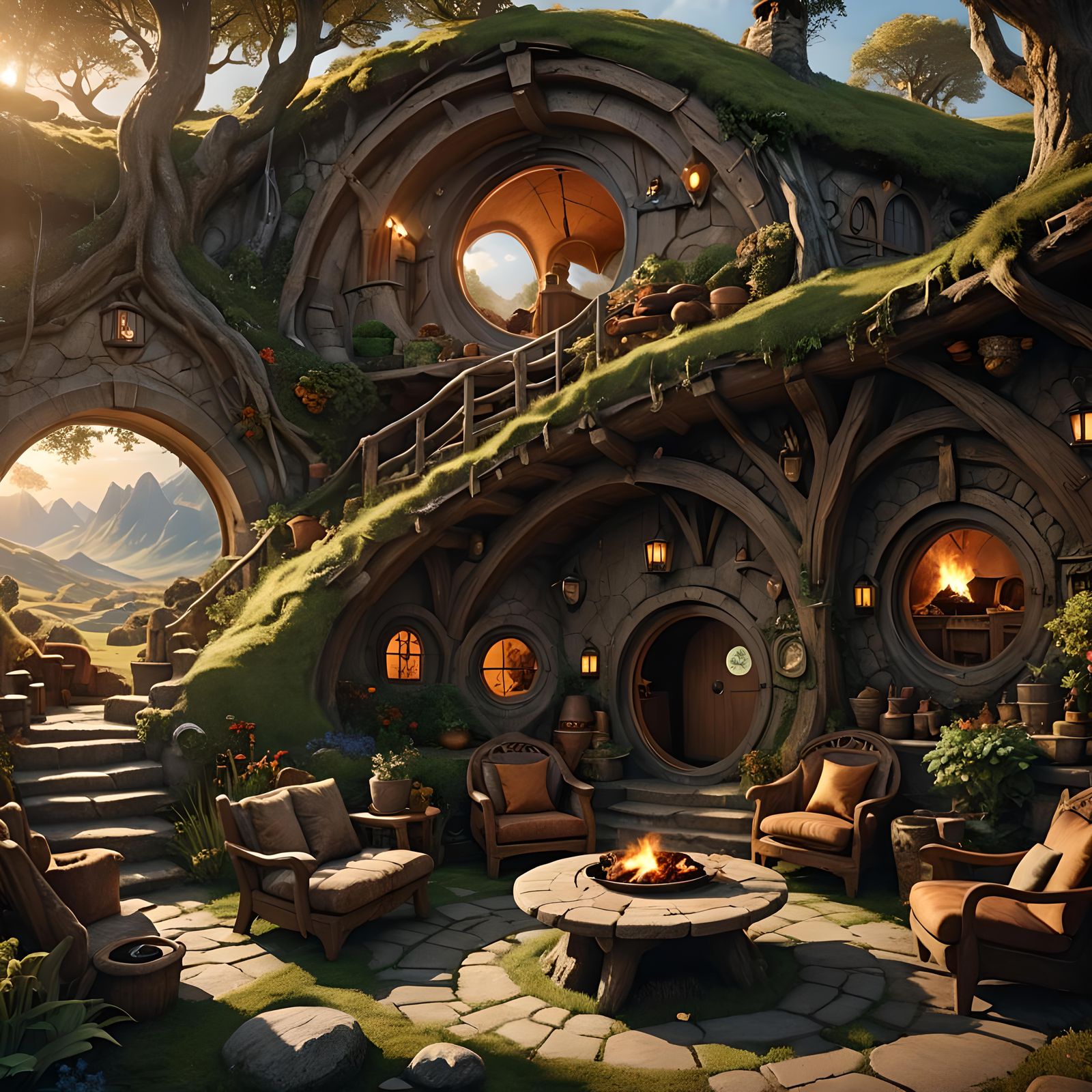 Cozy Hobbit Home with Round Windows