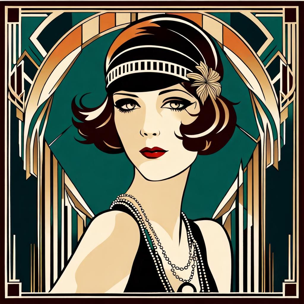 1920s Flapper Girl in Art Deco Style