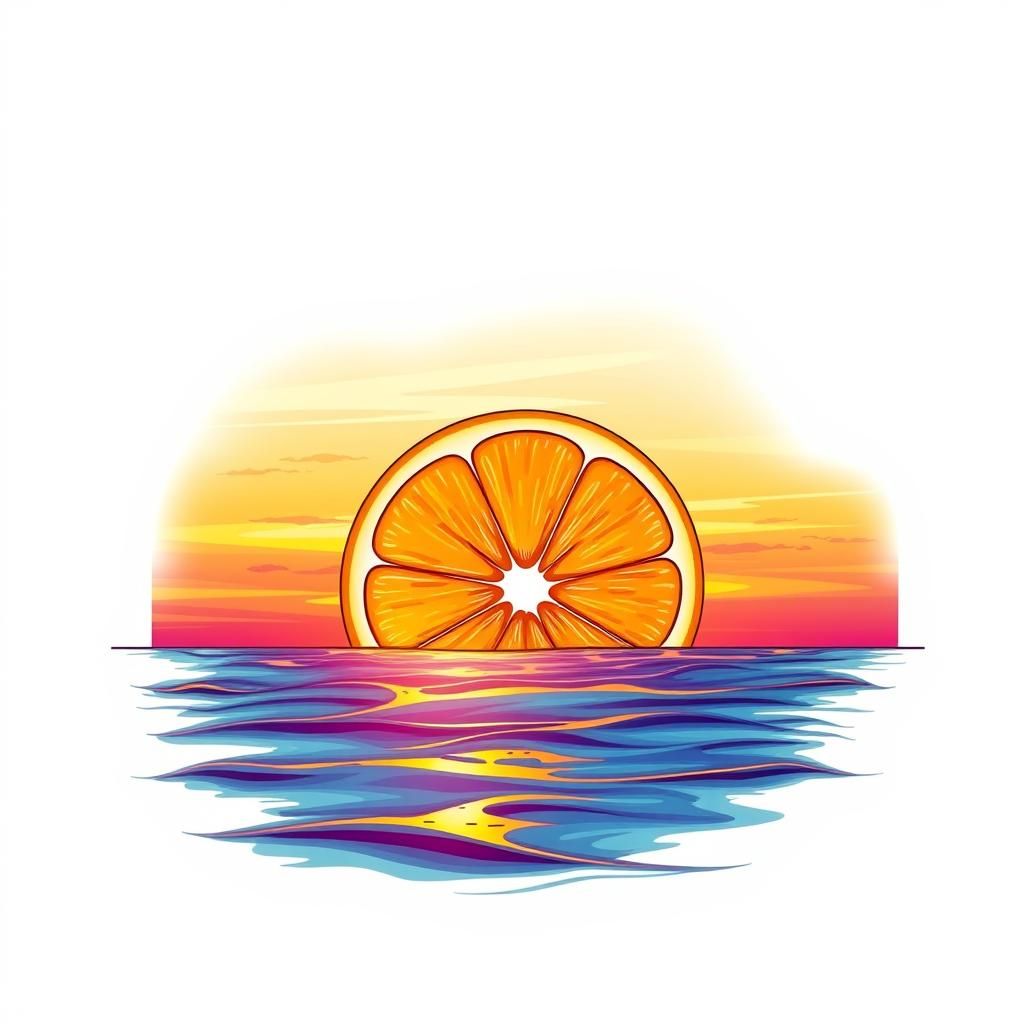 Orange Sunrise Tattoo Flash Art in Pop-Art Style