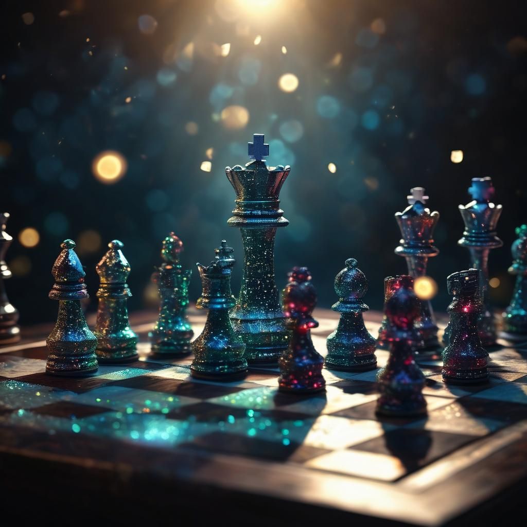 Iridescent Magic Chess in a Dark Fantasy Style