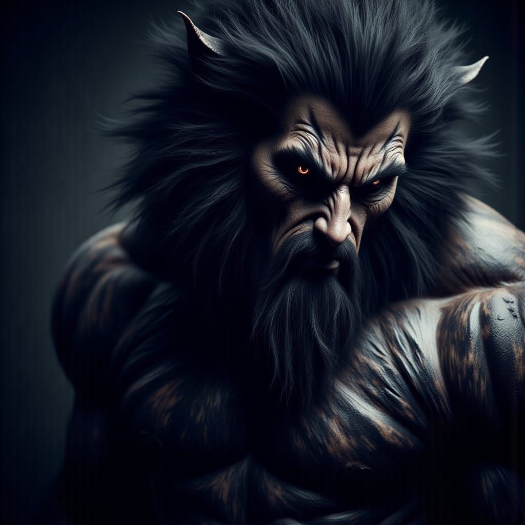 Muscular Lycanthrope Hybrid in Dark Fantasy Style