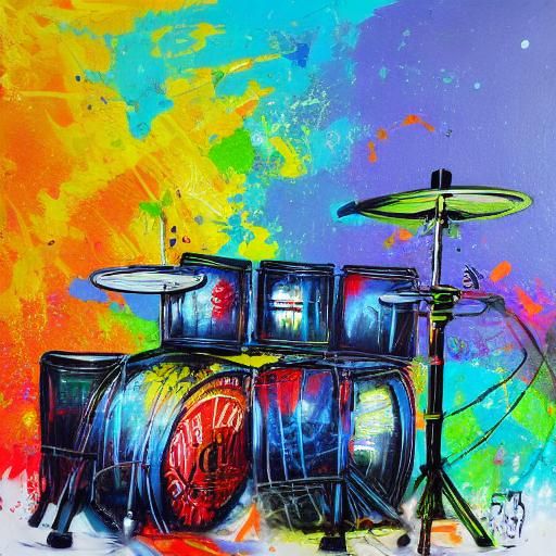 Colorful Graffiti Art Drums in Splash Style