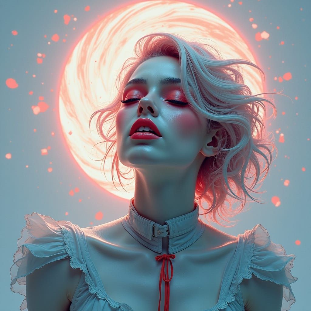 Abstract Red Vortex Swirling in Motion