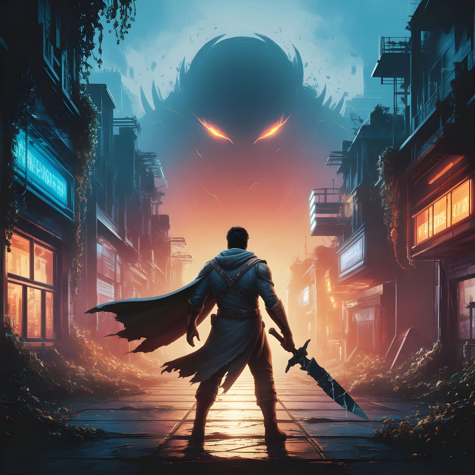 Hero's Blade: Digital Painting of a Game Cover