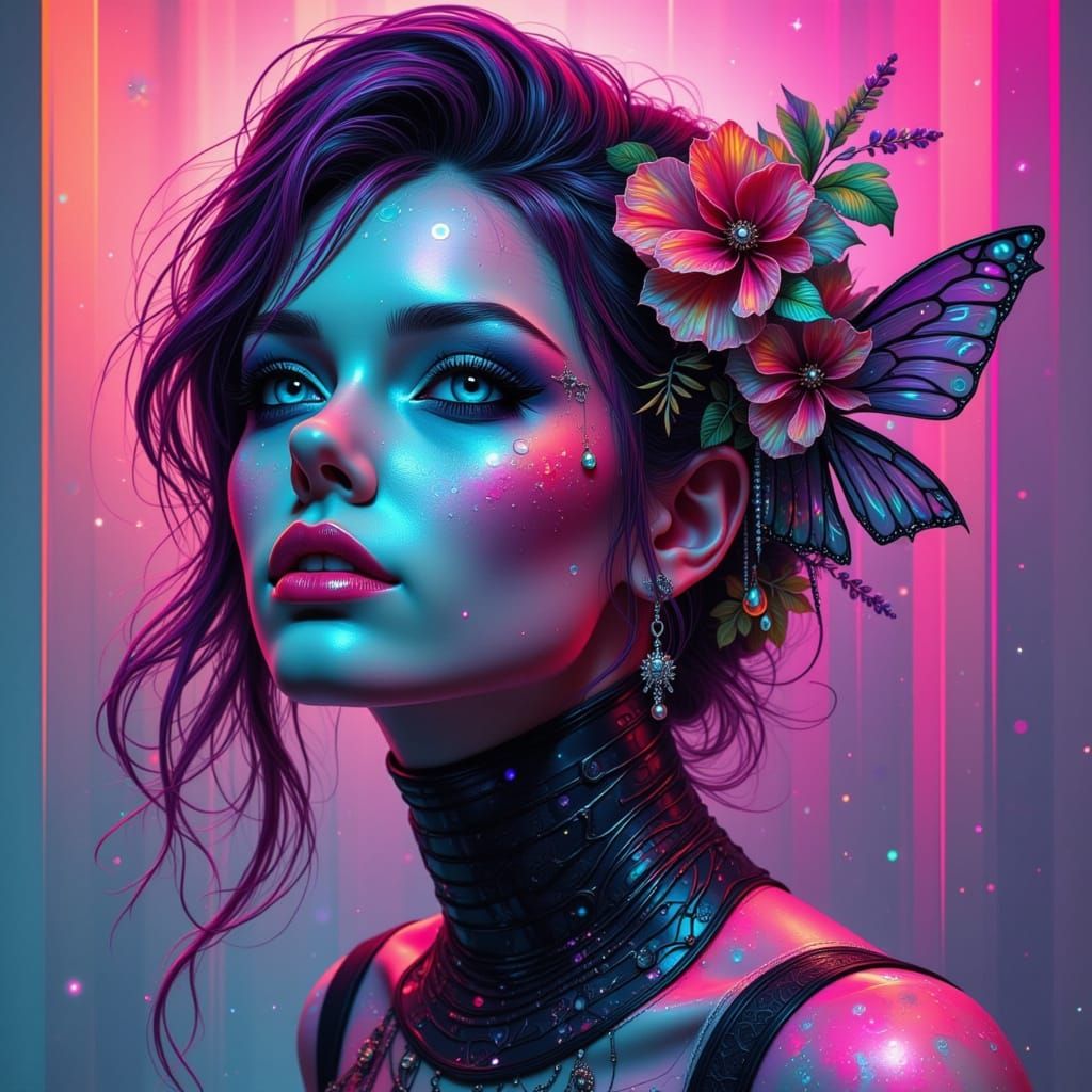 Surreal Digital Artwork in Dark Glitch Style