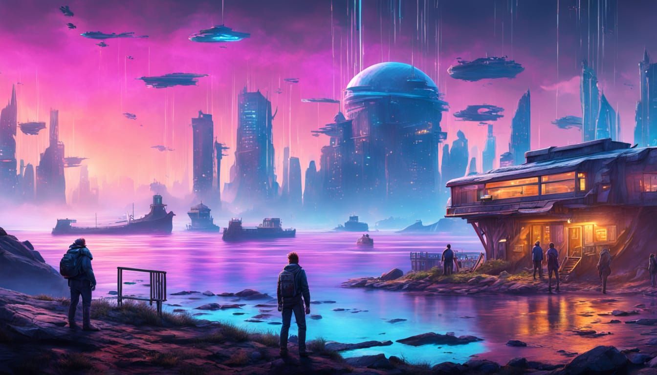 Ocean View House in Digital Matte Painting Style