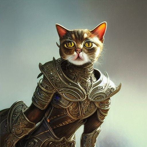 Armored Cat: Hyperdetailed Fantasy Digital Painting
