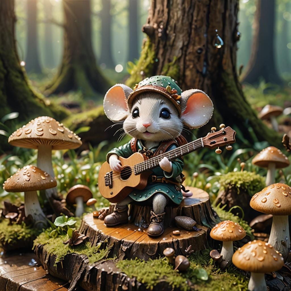 Chibi Mouse Bard's Forest Concert