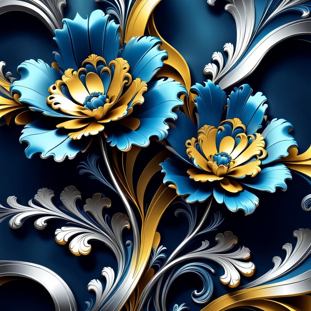 Elegant Flowers with Deep Hues in Baroque Style