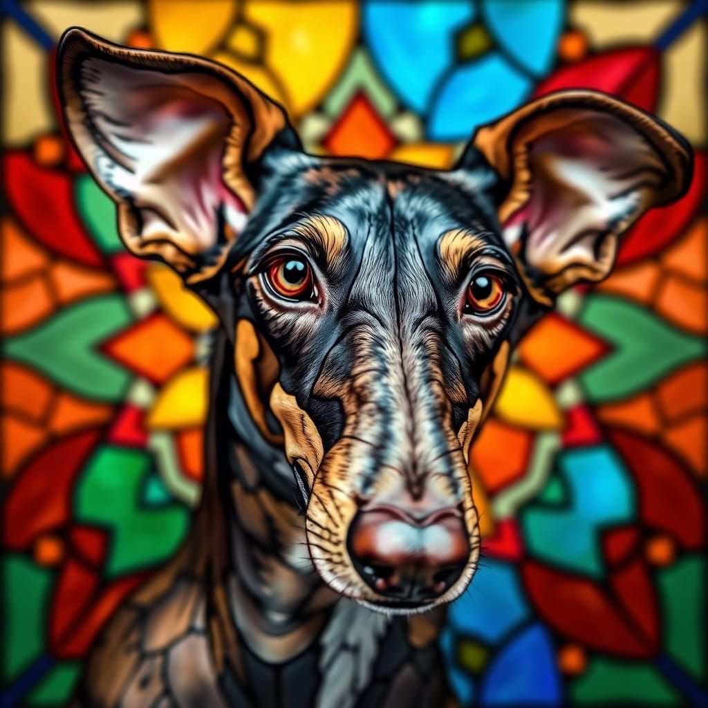Stained Glass Saluki Dog Portrait in 3D