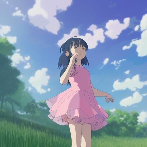 Anime Girl in Tutu Dress, Ghibli Style