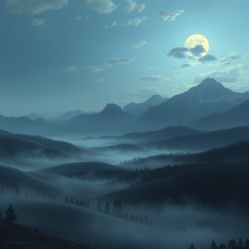 Ethereal Blue Gray Dreamscapes Under Morning Light