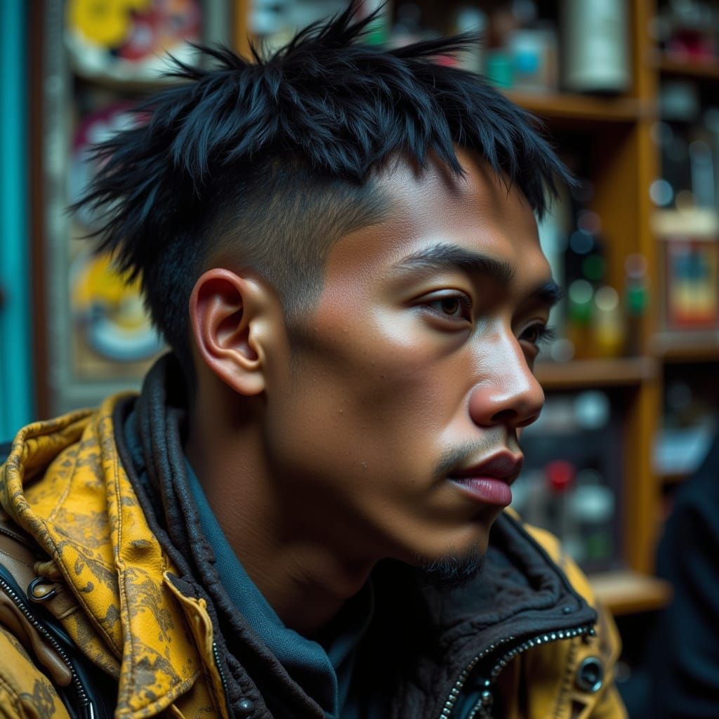 Expressive Eurasian Male with Edgy Emopunk Style